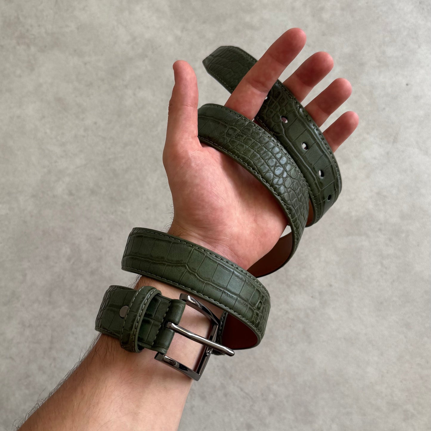 SNAKESKIN BELT (MAMBA GREEN)