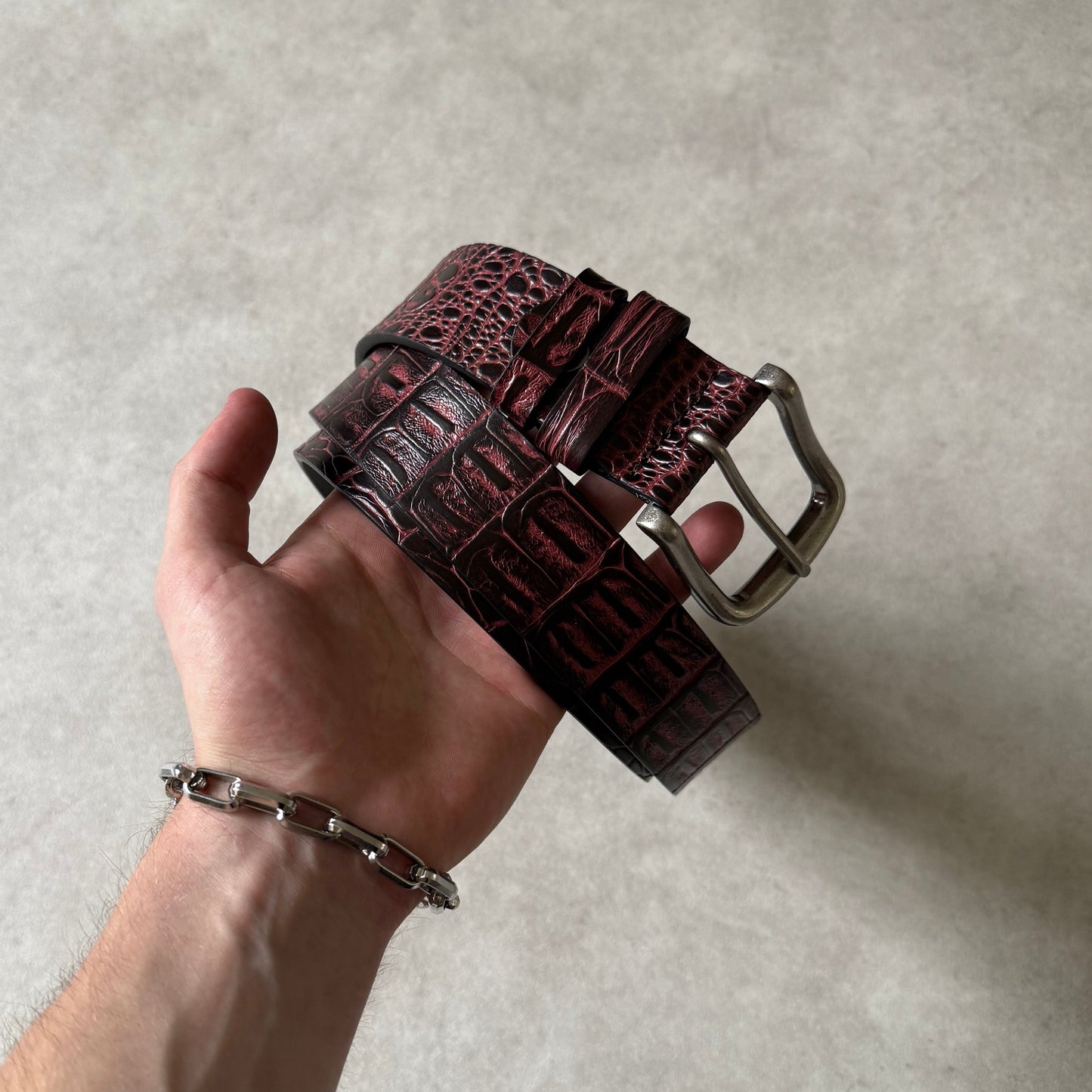 SNAKEPRINT BELT (WINE RED)