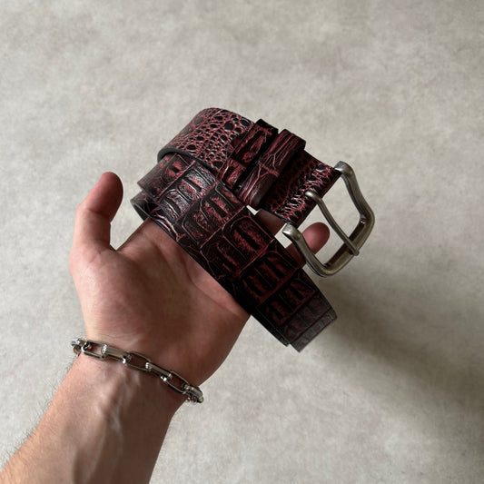 SNAKEPRINT BELT (WINE RED)