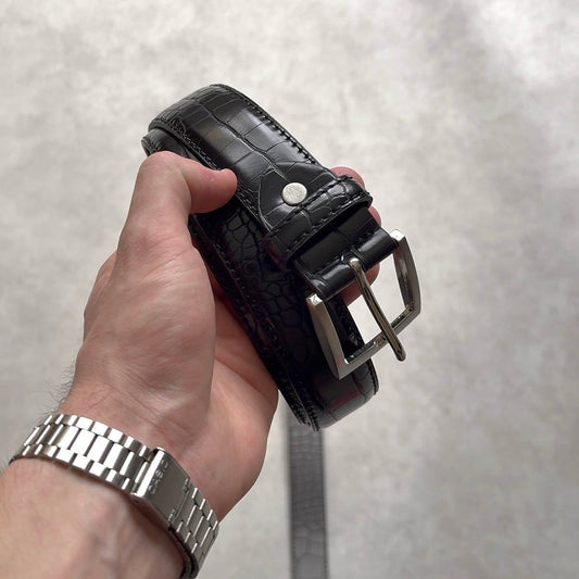 SNAKESKIN BELT (GLOSS BLACK)