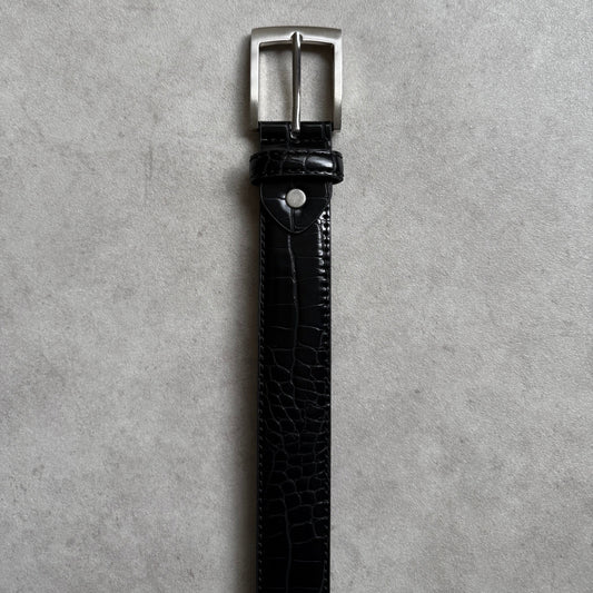 SNAKESKIN BELT (GLOSS BLACK)